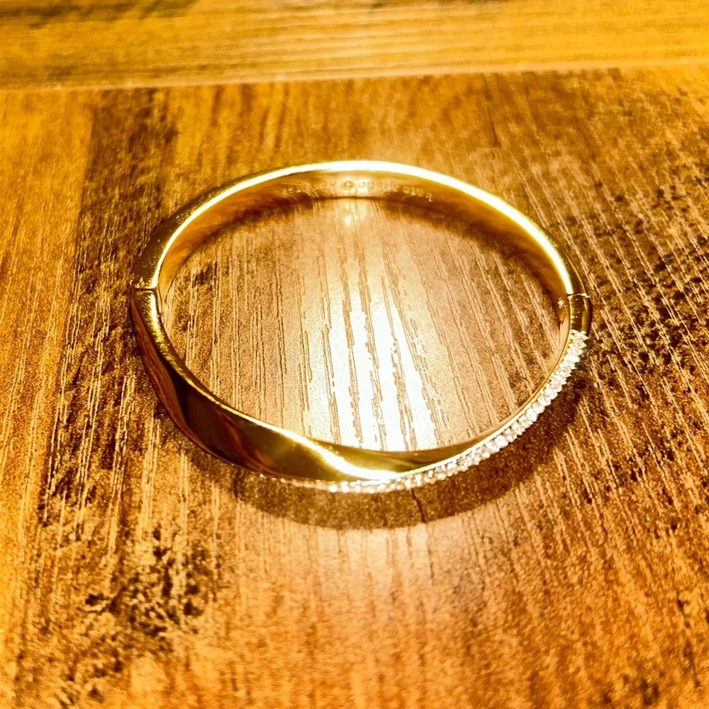 Gold Kate Spade Accented Twisted Bangle Bracelet - Picture 6 of 9